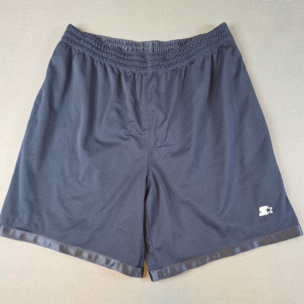 Starter Mesh Basketball Shorts Men XL Black Elastic Waist Athletic Gym Trunks